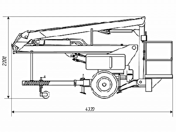 Подъёмник трёхколенный пневмоколёсный передвижной гидравлический ПТППГ 10